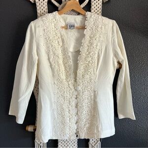R&M Richards by Karen Kwong Ivory Lace Blazer Size 8 Whimsy Fairy Boho Romantic